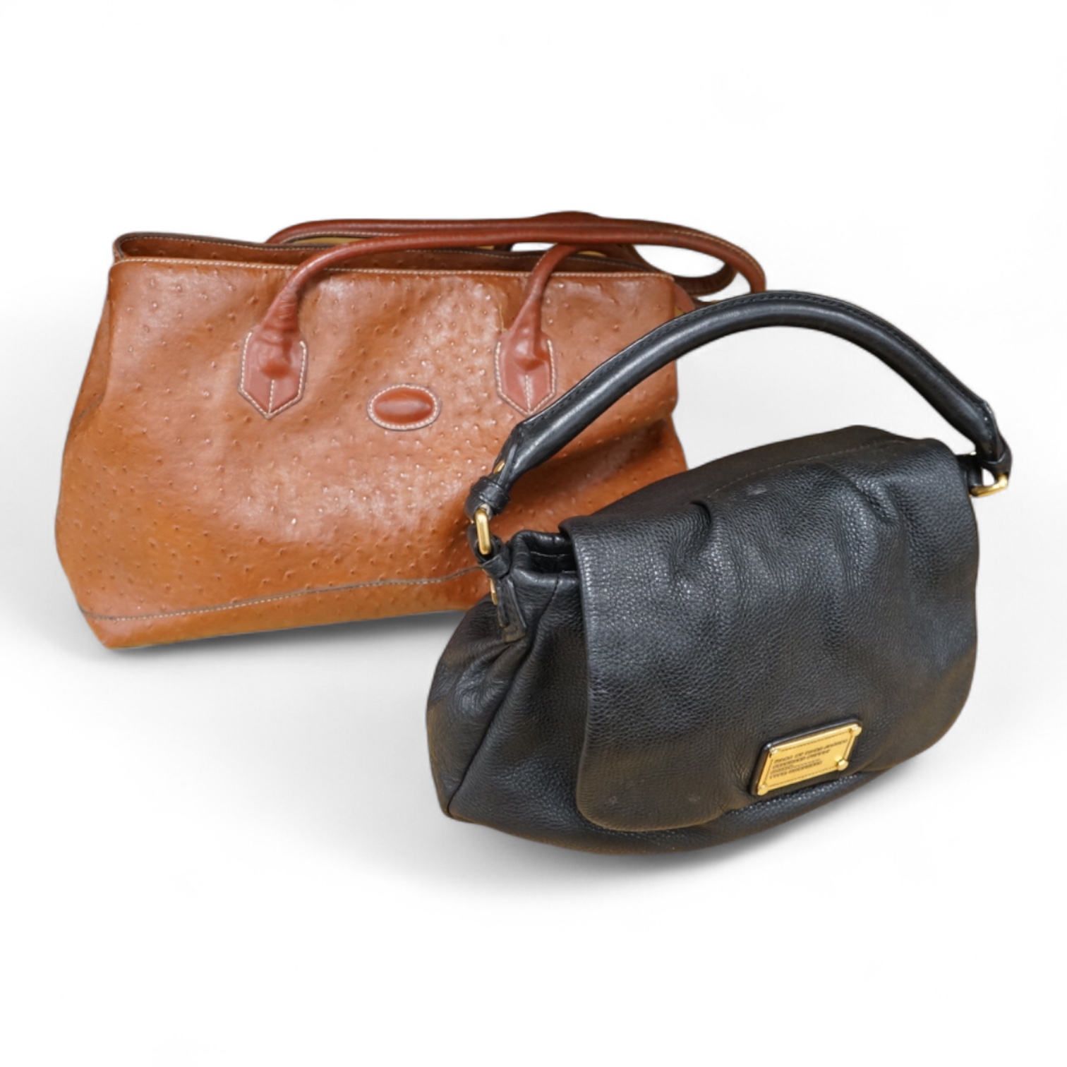 A Marc by Marc Jacobs Standard Supply handbag and an ostrich skin hand bag largest approximately 40cm wide
